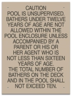 Ontario CA Unsupervised Pool >93m2 Sign